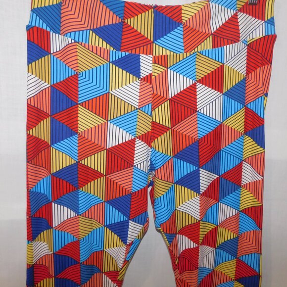 LuLaroe Multicolor Bold Geometric Triangle print Womens Leggings TC size 12 – 18 - Picture 7 of 9